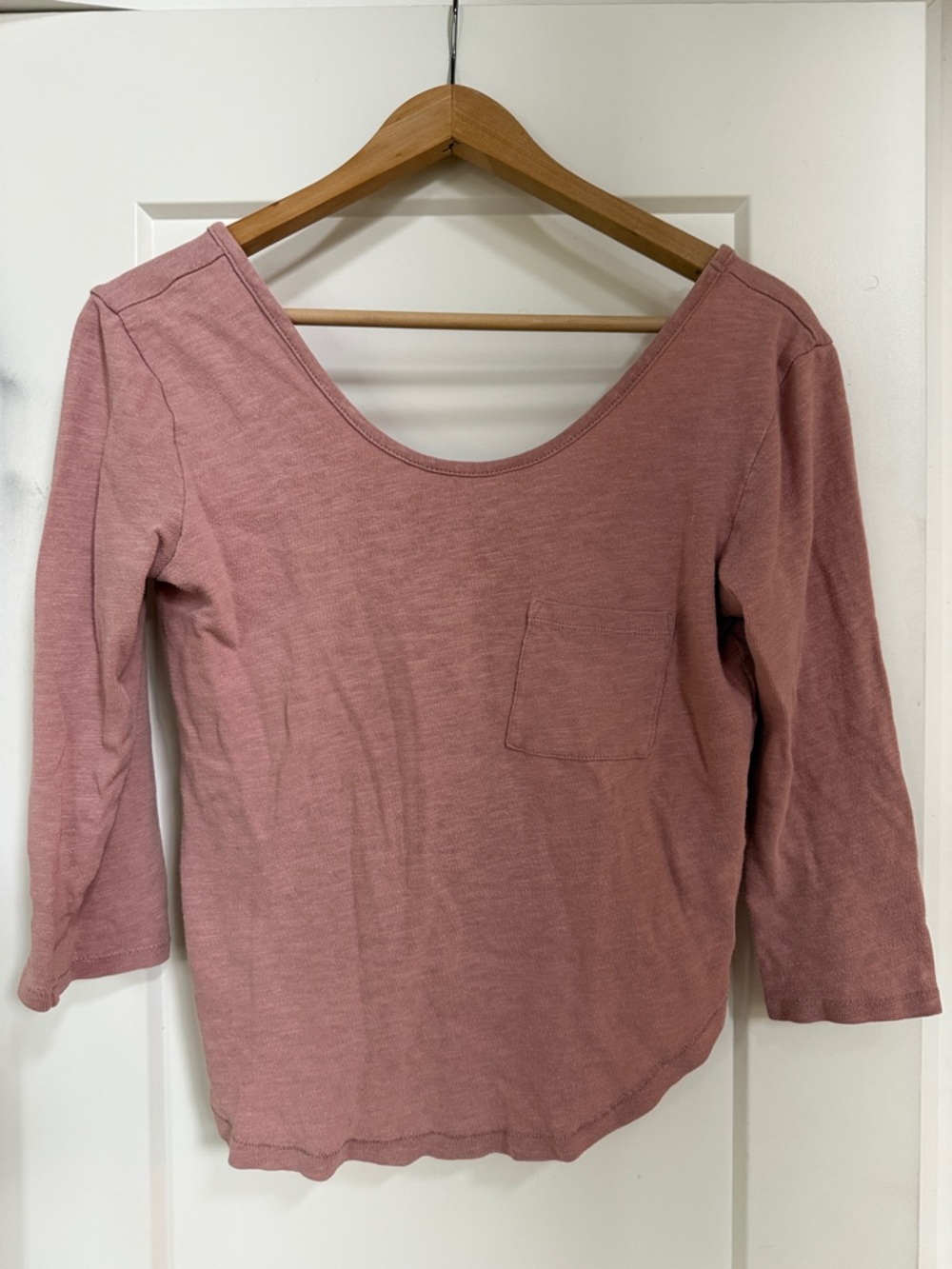 Madewell Women’s Scoop Neck 3/4 Sleeve Top - Dusty Rose